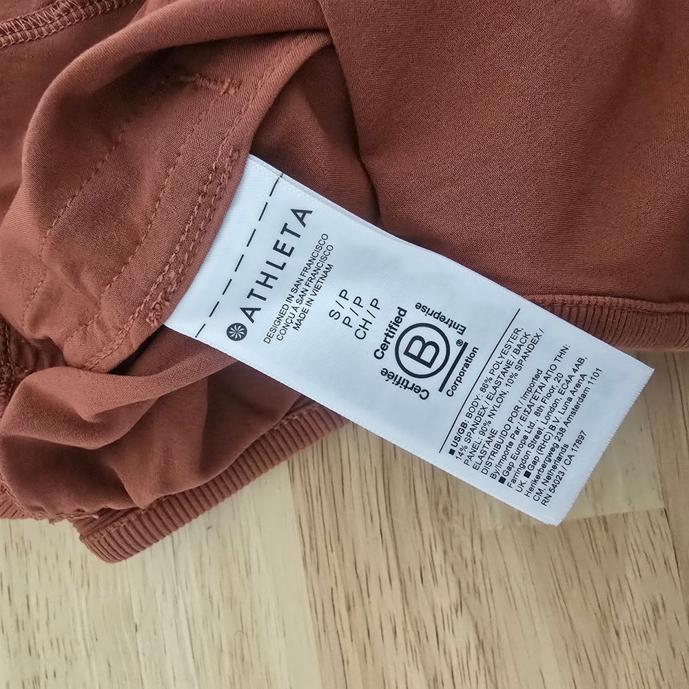 Athleta Womens Terracotta Brown Ribbed Wide Leg Sleeveless Jumpsuit Pockets S - Picture 4 of 7